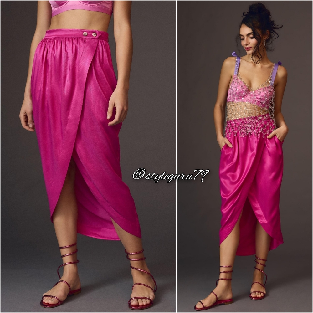 NWT, Anthropologie, Maeve Bright Pink Tulip Skirt